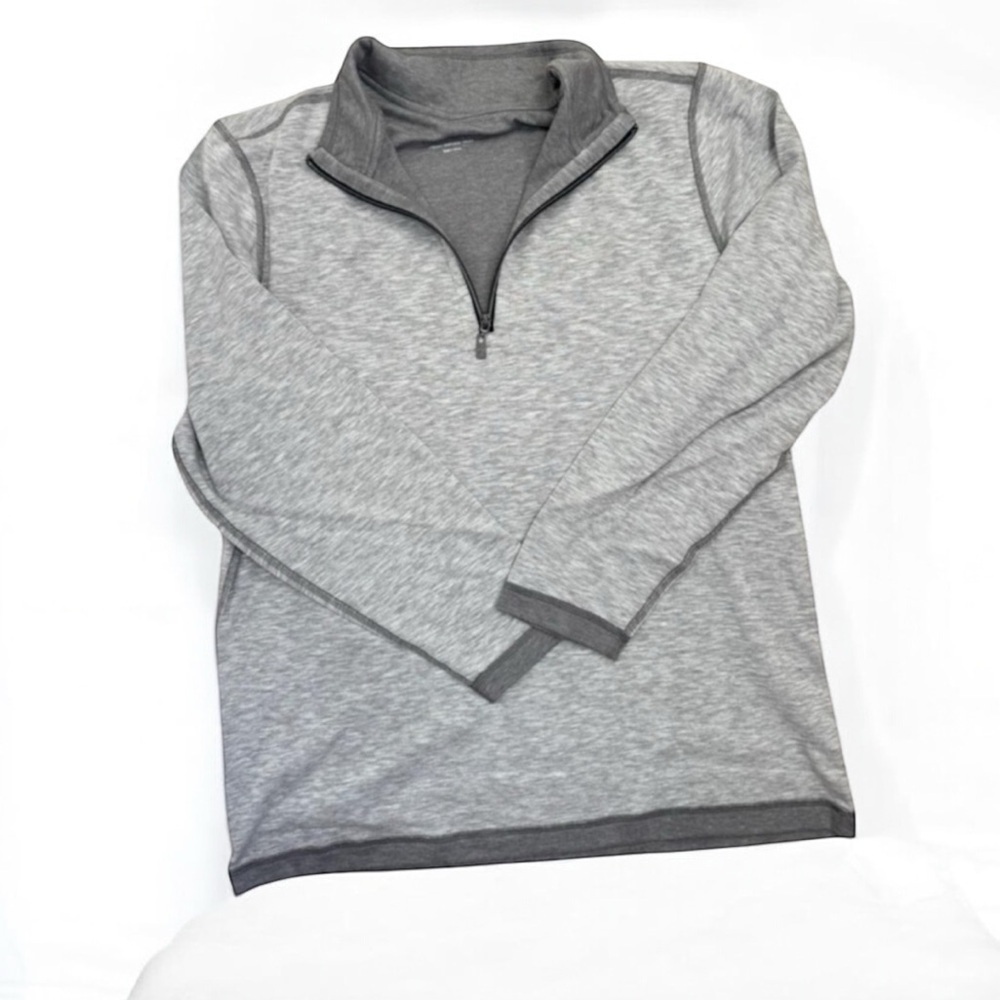 Premise Quarter-Zip Pullover Mens Size L Heather Grey Collared Pullover Top